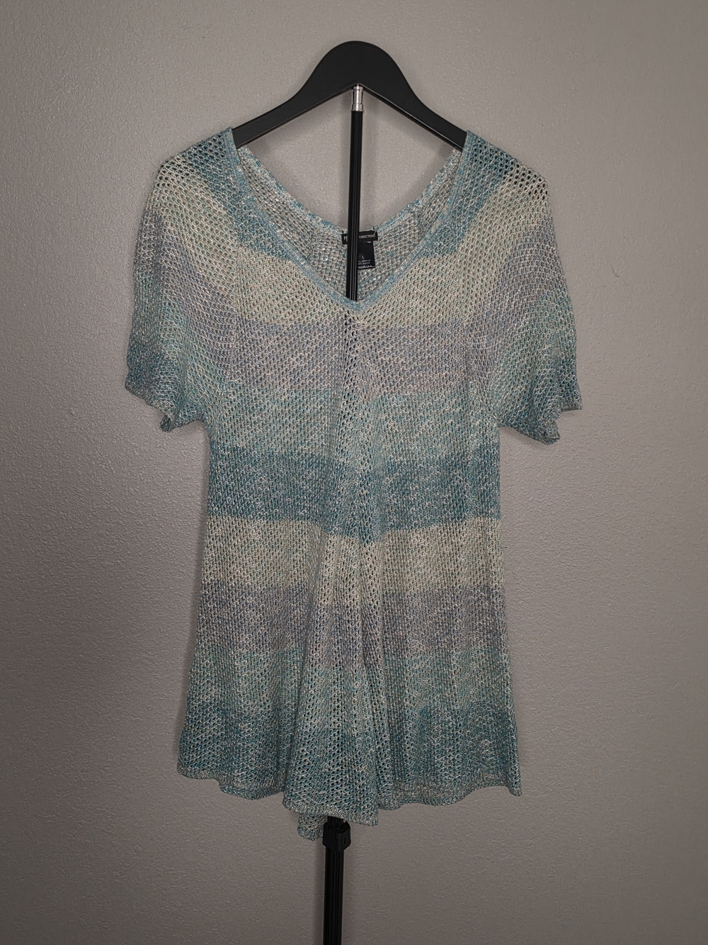 new directions Blue & Cream Striped V-Neck Knit Tunic